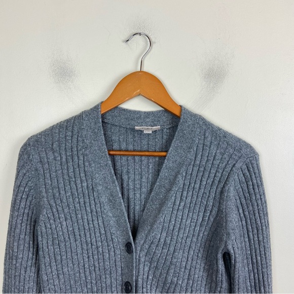 LOFT Grey Chunky Ribbed Button Down Cardigan Academia Grannycore Size XS Cozy - Picture 2 of 12